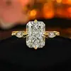 Anillo de Cubo de Azúcar Cortado Flor de Hielo Radiante de Paraíba Vintage Oro Cálido de Lujo Anillo para Mujer con Diamante de Alto Carbono para el Viaje Diario