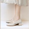 Zapatos Mary Jane para Mujer 2026 Primavera y Otoño Nuevo Estilo Tacón Grueso Zapatos de una Sola Tira Poco Profundos Punta Cuadrada Tacones Altos Cheongsam Hanfu