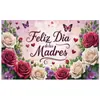Tecido de Fundo para Dia das Mães Amazon Transfronteiriço Decoração de Festa Feliz Borboleta Rosa Roxo Poliéster Banner de Tecido para Pendurar