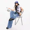Novedad Primavera/Verano 2026 Estilo Americano Moderno Retro Texturizado Holgado Adelgazante de Cintura Alta Pantalones Largos de Mezclilla con Caída de Longitud al Suelo Estilo Perezoso