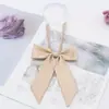 Corbata de Moño Larga Diagonal de Cuadrícula de Cubo Mágico al por Mayor en Stock para Mujer, Accesorio de Traje de Marinero Estilo Coreano, Corbata de Moño Jk Estilo Universitario