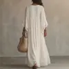 Site independente transfronteiriço europeu e americano 2026 vestido longo de renda com retalhos e mangas morcego para férias e moda praia