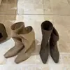 Primeiro Encontro Botas de Cano Curto da Moda Sazonal Bico Fino para Mulheres Outono Emagrecedoras Botas Skinny Marrons Versáteis Elegantes