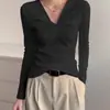Camiseta de Manga Larga con Cuello Redondo Estilo Nuevo Primavera y Otoño Pura Deseo Capa Base Adelgazante Favorecedor Nicho Superior Capa Base para Mujer Ropa Interior de Otoño