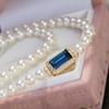Acessórios DIY Prata de Lei S925 Diamante Azul Pérola Fivela de Colar Elegante Moda Pulseira Fivela Plug Fivela 5-9mm