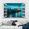 Comercio Exterior Estéreo Imitación Ventana Falsa Ventana Paisaje Torre del Reloj de Londres Pegatinas de Pared Pegatinas Sala de Estar Dormitorio Entrada Pegatinas de Papel Tapiz