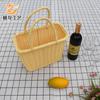 Cesta de compras tejida tipo ratán para recolección, cesta portátil, cesta de picnic para exteriores, cesta de recolección pastoral, cesta de almacenamiento, cesta para frutas y pan