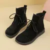 Cordones Flocados Más Terciopelo Cálidos Botas de Algodón para Mujer 2026 Invierno Nuevo Cordones de Cuero Suave Retro Casual Suela Plana Botas Martin