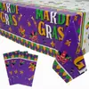 Mantel de Mesa para Carnaval Transfronterizo Personalizado por el Fabricante, Mantel de Cumpleaños con Máscara Morada, Mantel de Mesa para Fiesta Peva Impermeable y a Prueba de Aceite