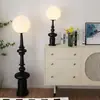 Lámpara de Pie Decorativa Estilo Columna Romana Retro Italiana para Sala de Estar Lámpara de Mesita de Noche para Dormitorio Lámpara de Pie con Forma de Ajedrez