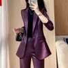 Elegante Traje Sastre con Estampado Rojo para Mujer, Nuevo Otoño 2026 Ropa Formal Profesional, Conjunto de Dos Piezas con Saco y Pantalones