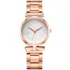 Comercio exterior nuevo correa de acero simple hoja de palma esfera de moda para mujer casual de negocios versátil reloj de cuarzo caja de regalo