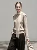Novo Top de Tricô V-Neck com Renda Estilo Francês Preguiçoso com Lenço de Tule Fluido para Efeito Emagrecedor, Feminino 180