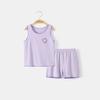 Conjunto de Colete Novo 2023 Roupas de Casa de Verão para Meninas Conjunto de Pijama Infantil de Manga Curta em Modal Conjunto de Duas Peças
