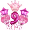 Set de Globos Digitales de Corona Transfronterizos en Varias Formas para Decoración Temática de Fiesta de Primer Cumpleaños Infantil Globos de Papel de Aluminio