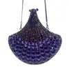 Bolso de Mano Abanico Transfronterizo con Pedrería Bolso de Noche de Alta Gama para Banquetes, Fiestas y Reuniones Anuales