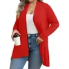 2026 Amazon transfronterizo europeo y americano talla grande mujer otoño casual color liso manga larga cárdigan chaqueta fina