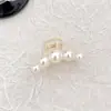Pinza para el Cabello de Perla Grande Coreana Elegante Temperamento Pinza de Tiburón para la Parte Trasera de la Cabeza Pinza para el Cabello Accesorio para el Cabello