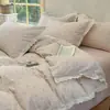 Juego de cuatro piezas de gasa de doble capa 100% algodón estilo francés grado A, 60 unidades, juego de ropa de cama de tres piezas de gasa de algodón fresca y suave
