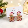 Novos brincos de Natal acrílicos estilo frente e verso transfronteiriços, brincos de árvore de Natal impressos em cores, brincos para festas de fim de ano atacado