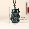 Colgante de Joyería de Zorro de Obsidiana Natural Hanjie Cristal Blanco Zorro de Nueve Colas Amor Año Zodiacal Colgante de Collar para Mujer