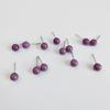 Pendientes de plata S925 con diseño de litio morado para mujer, estilo moderno y versátil, con cuentas redondas de amatista.