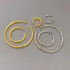 Pendientes Grandes en Forma de C Estilo Ins Coreano y Japonés Huecos Chapados en Cobre Oro Real Aguja de Plata 925 Aro Pendientes de Lujo Ligero de Moda