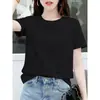 Hermosa Camiseta de Verano para Mujer, Top Negro Holgado, Camiseta Básica de Manga Corta Estilo Coreano, Nueva Camiseta Blanca 2026