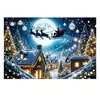 Exclusiva transfronteriza, serie de fondos navideños impresos en alta definición con renos y Papá Noel, perfectos para decoraciones festivas