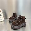 Botas Martin Vintage para Mujer 2026 Estilo Nuevo Gamuza Plataforma de Suela Gruesa Punta Redonda Botines Cortos para Personas Bajitas Botines Tobilleros Botas de Motocicleta
