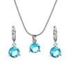 Aliexpress Mais Vendido Moda Joias Colar Brincos Conjunto de Duas Peças Redondo Multicolor Zircônia Pingente Conjunto Geometria