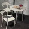 Juego de Plástico para Reuniones de Ocio al Aire Libre con Mesa Redonda Pequeña y Sillas para Balcón, Popular en Cafeterías de Té de Leche de Moda, Mesa de Comedor Simple para Uso al Aire Libre