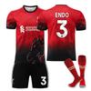 Jersey Rojo Edición Especial del Liverpool No. 11 Salah 4 Van Dijk 20 Jota Conjunto de Uniforme de Fútbol Infantil para Hombre
