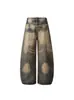 Pantalones Vintage Lavados Retro Americanos con Textura de Hilo Irregular y Dobladillo Curvo para Hombres y Mujeres, Pantalones de Pierna Ancha de Mezclilla con Diseño High Street 2026