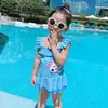 Maiô Infantil para Meninas, Peça Única de Verão para Crianças de 2-3 Anos, Novo Estilo Princesa Fofo, Moda Praia de Bebê na Moda Atacado