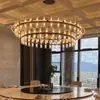 Araña de cristal circular posmoderna para habitaciones de hotel, restaurantes, comedores privados y proyectos de catering, luminaria de doble capa