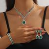 Suministro transfronterizo de Europa y Estados Unidos conjunto de joyería de collar y pendientes de cristal con forma de gota de agua de color blanco cálido azul verde rojo juego de 4 piezas
