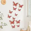 Adesivo de Parede Borboleta Dourada Folheada 3D Estéreo Borboleta de Quatro Camadas Casamento Feriado Borboleta Artificial Adesivo Decorativo Estilo Abertura de Janela