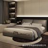 Cama de Couro Genuíno Orelha de Elefante, Estilo Minimalista Italiano, Quarto Principal, Móveis Foshan Guangdong, Cama com Baú de Couro Bovino Top-Grain com Caixa Alta