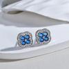 Pendientes de plata de ley S925 con rubí sintético nano de color incrustado, moda simple, pendientes de corindón rojo al por mayor