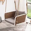 Silla Colgante de Ratán para Uso en Interiores, Silla Columpio Individual o Doble, Mecedora de Balcón, Silla Colgante Nido de Pájaro, Mecedora Perezosa