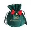 Bolsa de Manzana Navideña Estampado en Caliente con Cordón Bolsa de Regalo Lazo Terciopelo Navideño Bolsa de Regalo de Dulces para Niños
