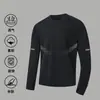 Camiseta de manga comprida para outono, segunda pele plus size, masculina, gola redonda, top simples e folgado, estilo coreano, camiseta estampada da moda