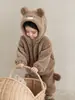 Conjunto de Peluche de Oso para Niñas Wulibu Cálido Otoño e Invierno 2026 Nuevo Lindo Conjunto de Chaqueta y Pantalones para Niños Moderno