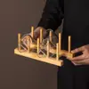 Suporte de Copo de Bambu para Pendurar de Cabeça para Baixo Sala de Estar Doméstica Rack para Copos de Vidro Xícaras de Chá Rack de Drenagem Prateleira para Xícaras de Chá Rack de Armazenamento
