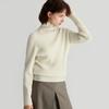 [Suéter 100% Lana] Casual de Moda Más Fácil de Combinar Para el Trabajo Suéter de Rayas en las Axilas de Cuello Alto Suéter de Lana Tejido para Mujer