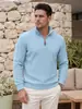 Sudadera con Capucha Casual para Hombre TK de Primavera/Otoño con Jacquard de Diamantes Texturizado, Media Cremallera, Cuello Alto, Manga Larga, Tirador de Cremallera de Cuero