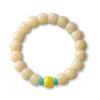 Pulsera de Raíz de Bodhi de Jade Blanco, Material Similar al Jade, Amarillo Cremoso, de una Sola Vuelta Envolvente, Suave para Hombres y Mujeres, para Jugar y Coleccionar, Pulsera de Cuentas de Oración Budista, Mayoreo