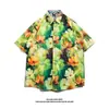 Camisa de Playa Hawaiana para Hombre de Manga Corta Verano Vacaciones en la Costa de Sanya Ropa para Hombre Estilo Retro Tailandés Estilo de Hong Kong Camisa Floral