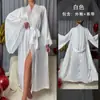 Robe Feiyun Comércio Exterior Cetim Renda Feminino Manga Sino Cardigan Longo Robe Externo Cintura Marcada com Cinto Múltiplas Cores Robe 336